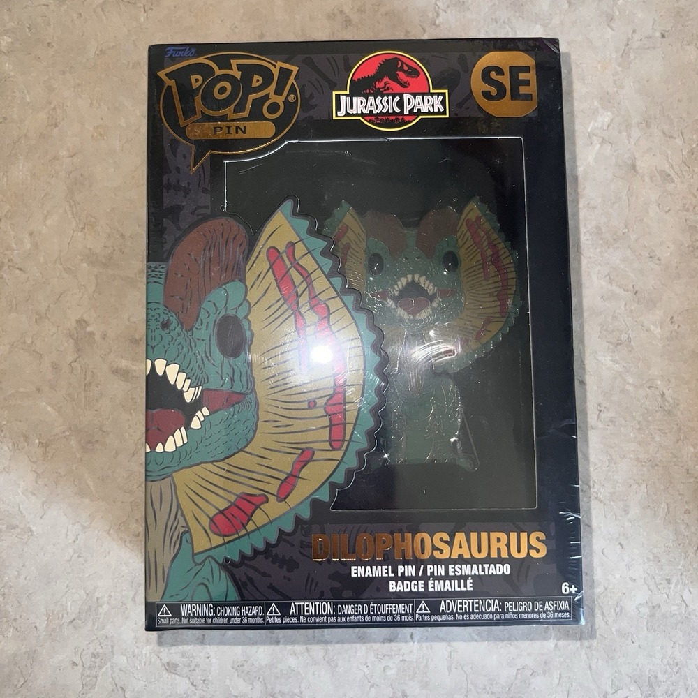 NEW FUNKO POP! PIN JURASSIC PARK DILOPHOSAURUS Enamel Pin w/ Removable Stand‎ SE